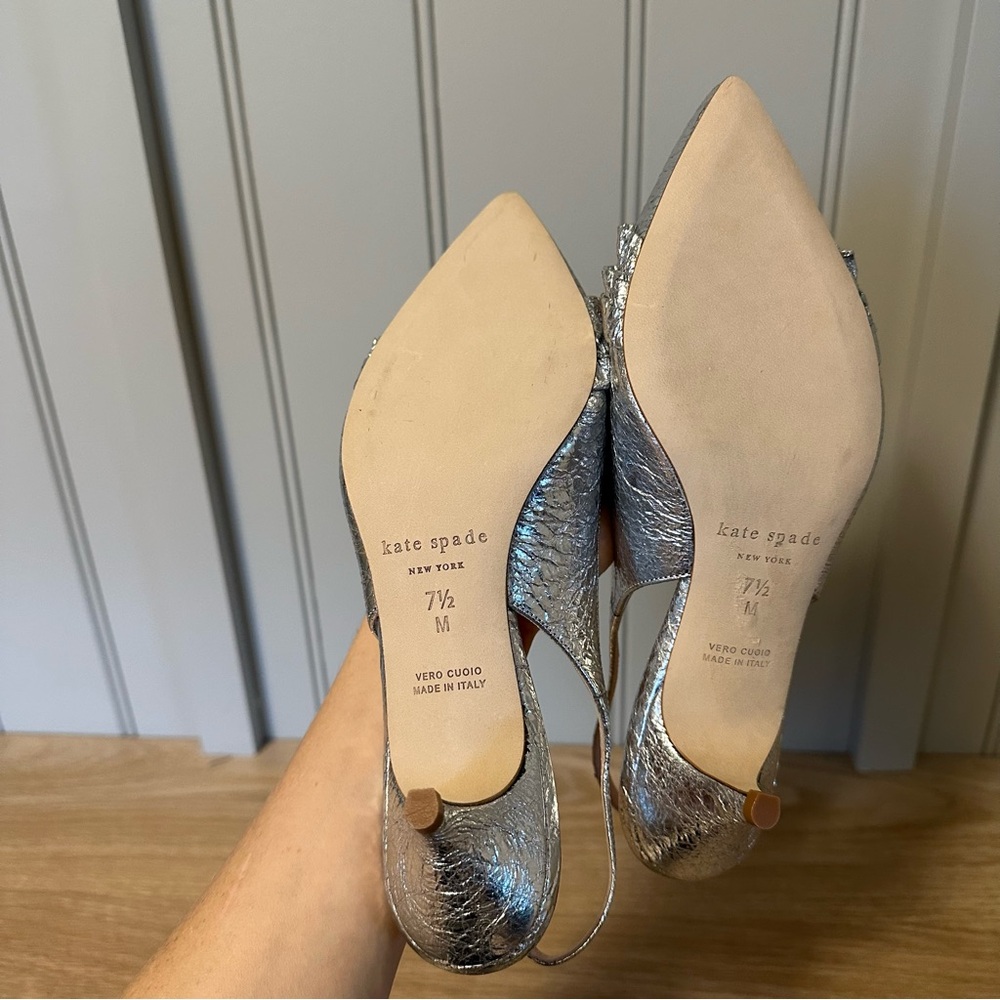 Kate Spade Oliene Silver Slingback Heels - Picture 6 of 16